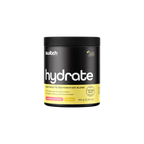 Black container of 'switch' hydrate electrolyte rehydration blend on a white background