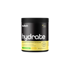 Black and yellow container of 'switch' hydrate electrolyte rehydration blend on a white background