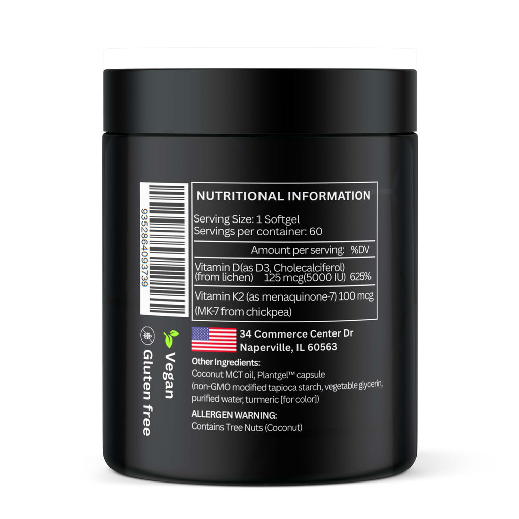 Rootwise Naturals™ D3 + K2 (with MK-7 Bioavailability) 60 Softgels
