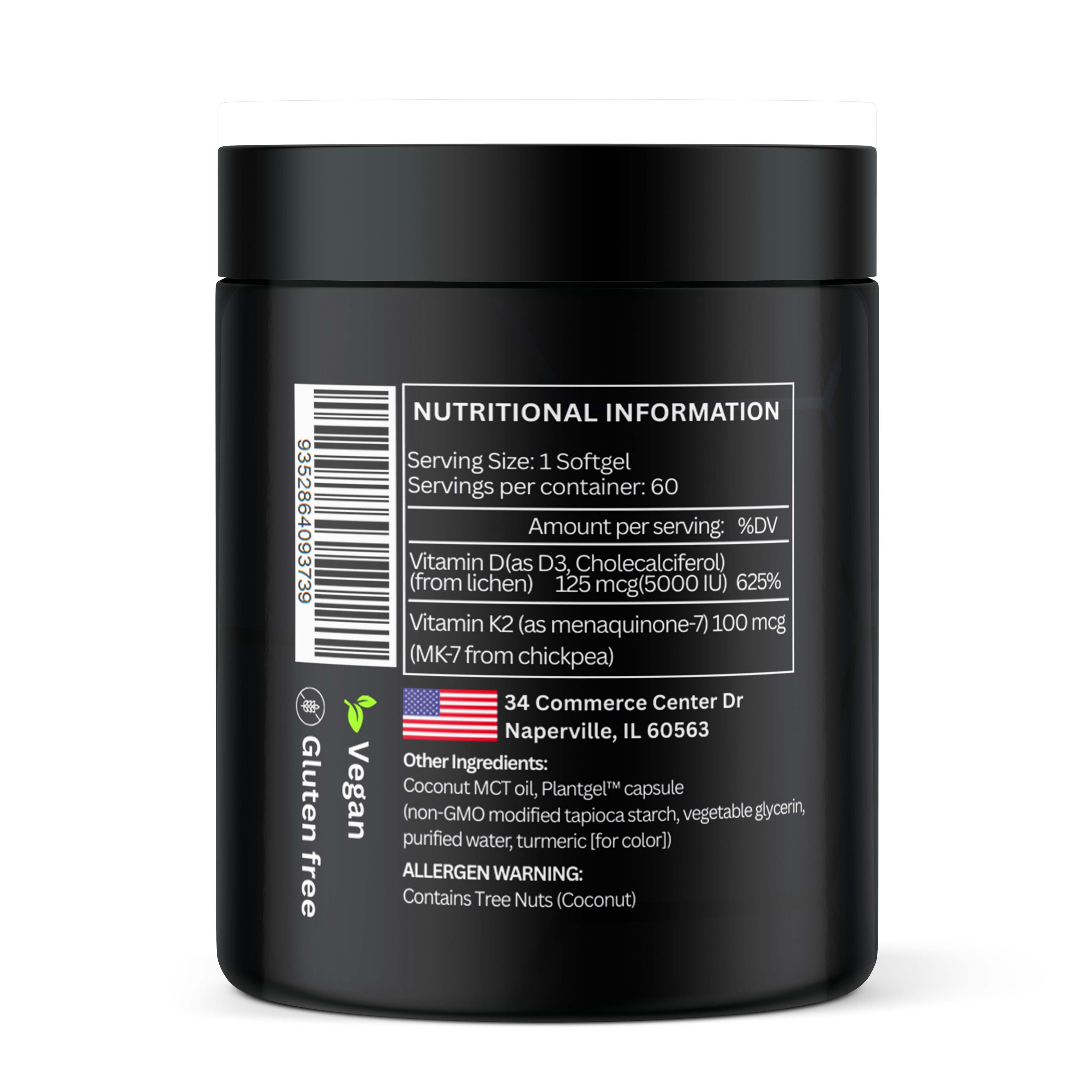 Rootwise Naturals™ D3 + K2 (with MK-7 Bioavailability) 60 Softgels
