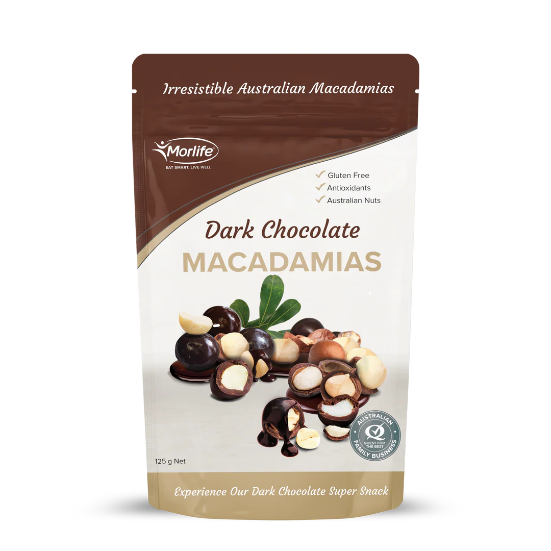 Morlife Dark Chocolate Macadamias 125g