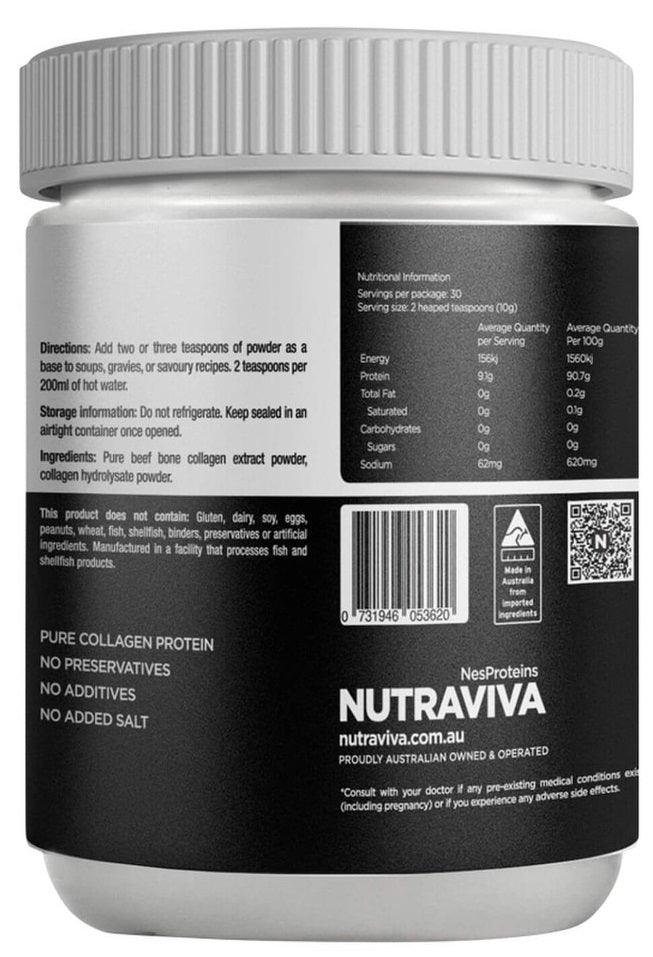 Nutraviva Bone Broth Collagen Enriched (Beef) Pure & Unflavoured 300g
