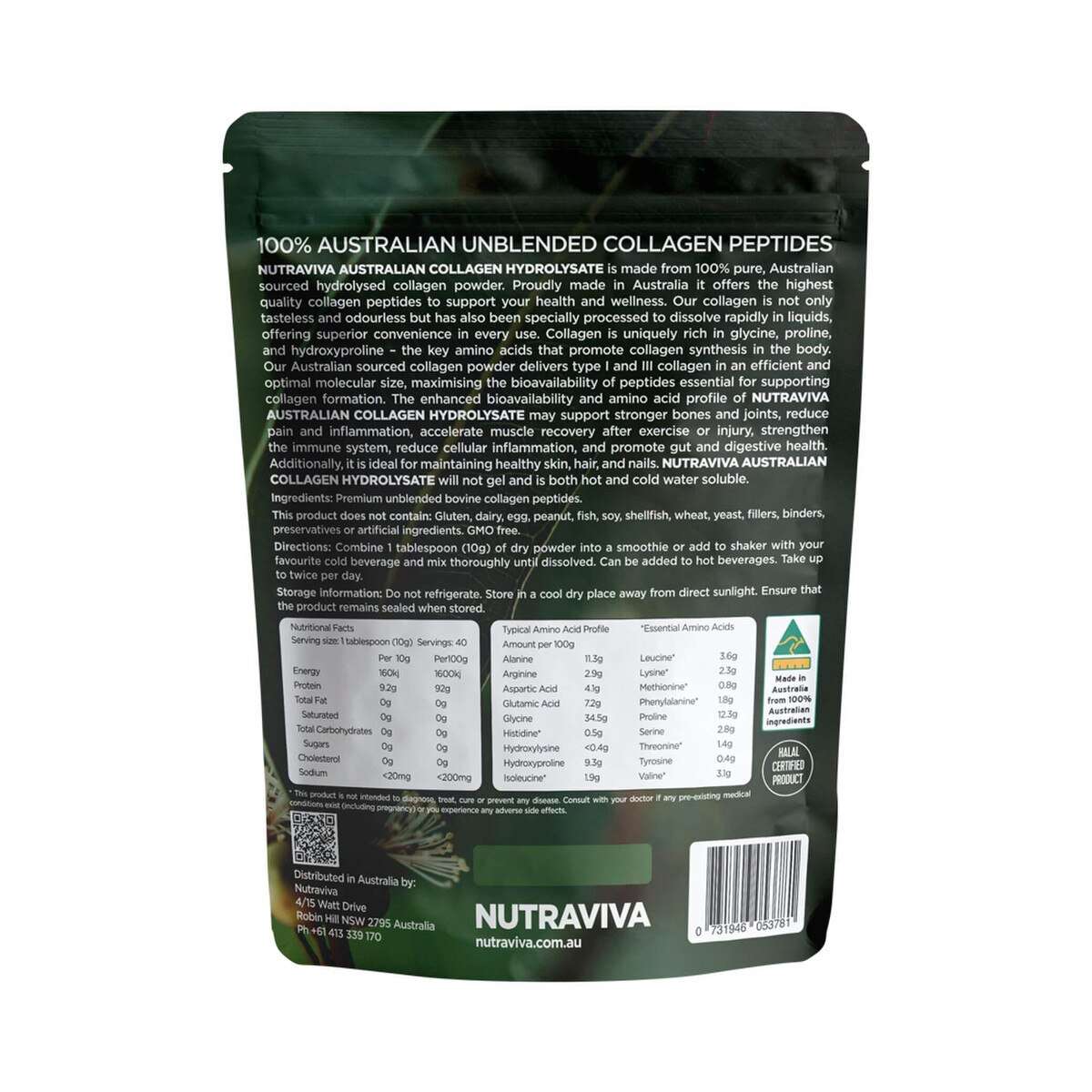 NUTRAVIVA AUSTRALIAN COLLAGEN HYDROLYSATE (BEEF) 400G