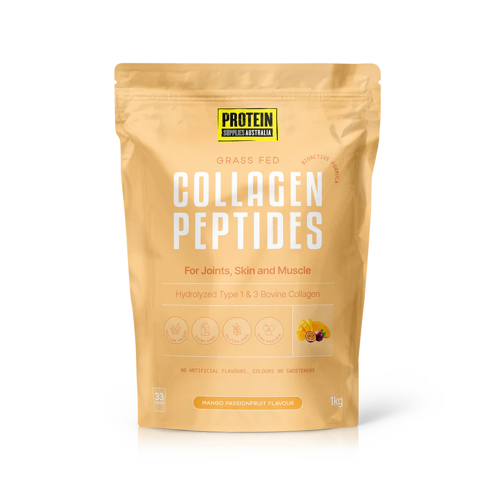 Package of Protein Australia Collagen Peptides on a white background