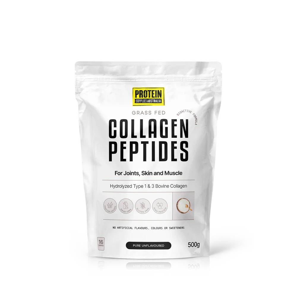 Package of Protein Complete Australia Grass Fed Collagen Peptides on a white background