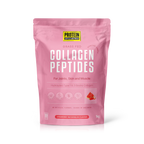 Pink package of Protein Australia Collagen Peptides on a white background