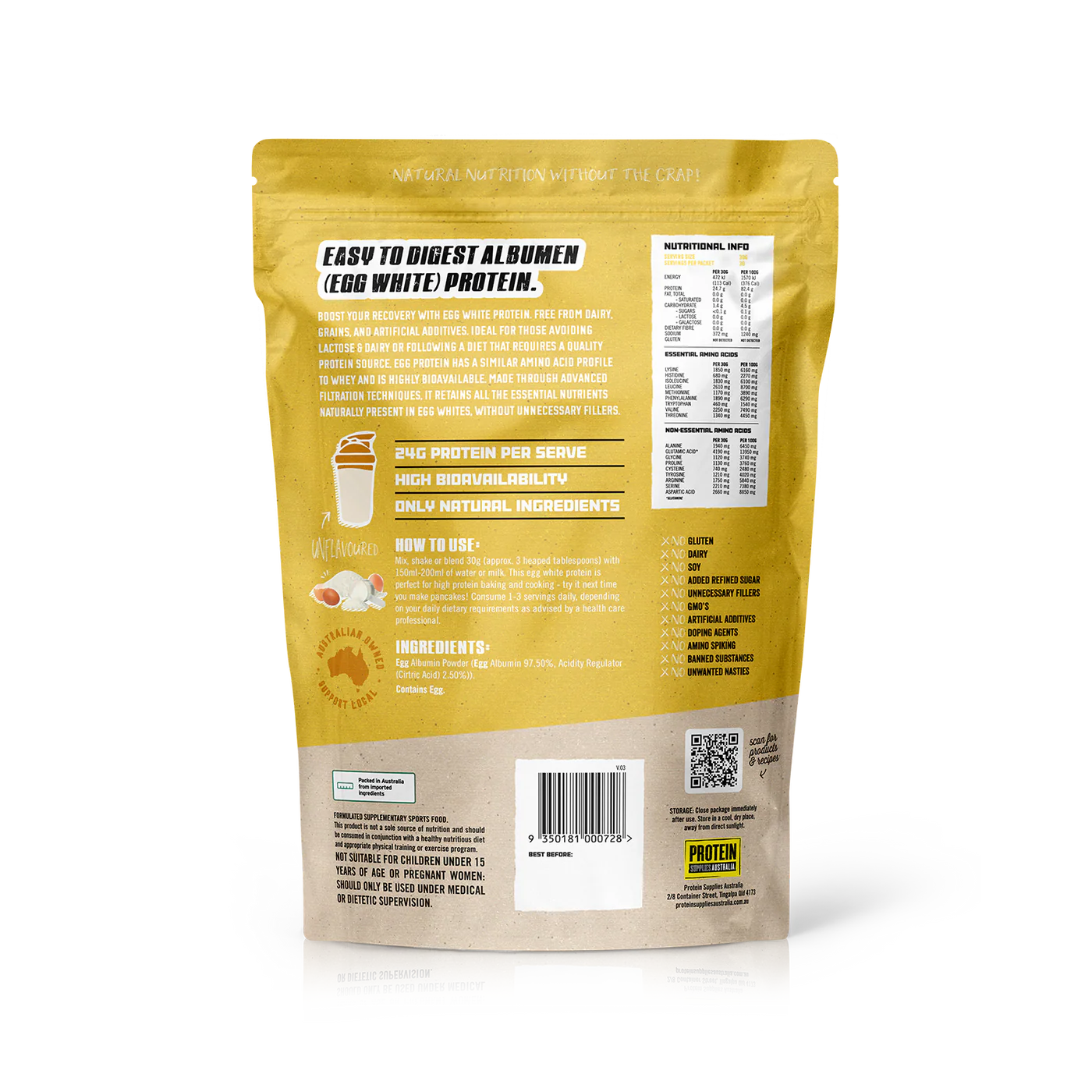 Protein Supplies Australia Egg White Protein Unflavoured