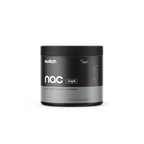 Black container of switch nac caps on a white background