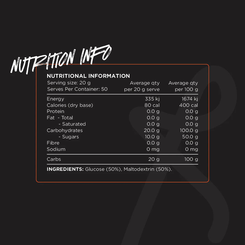 Nutritional information label on a black background