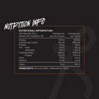 Nutritional information label on a black background