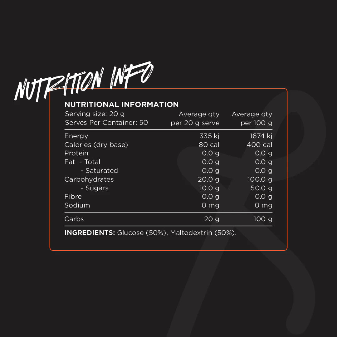 Nutritional information label on a black background