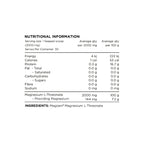 Nutritional information table for a supplement product on a white background
