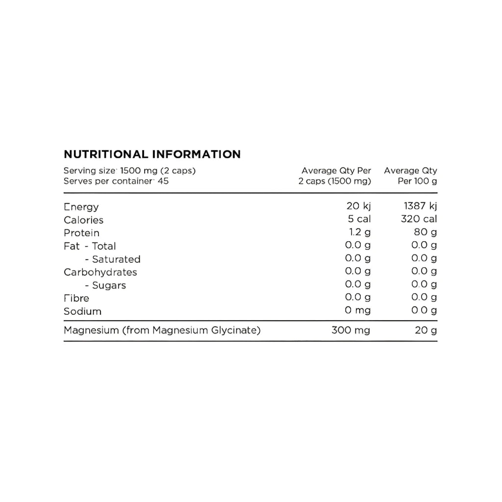 Nutritional information table on a light gray background