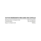 List of active ingredients per hard veg capsule on a white background