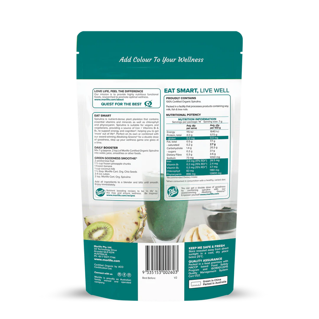 Morlife Certified Organic Spirulina Powder