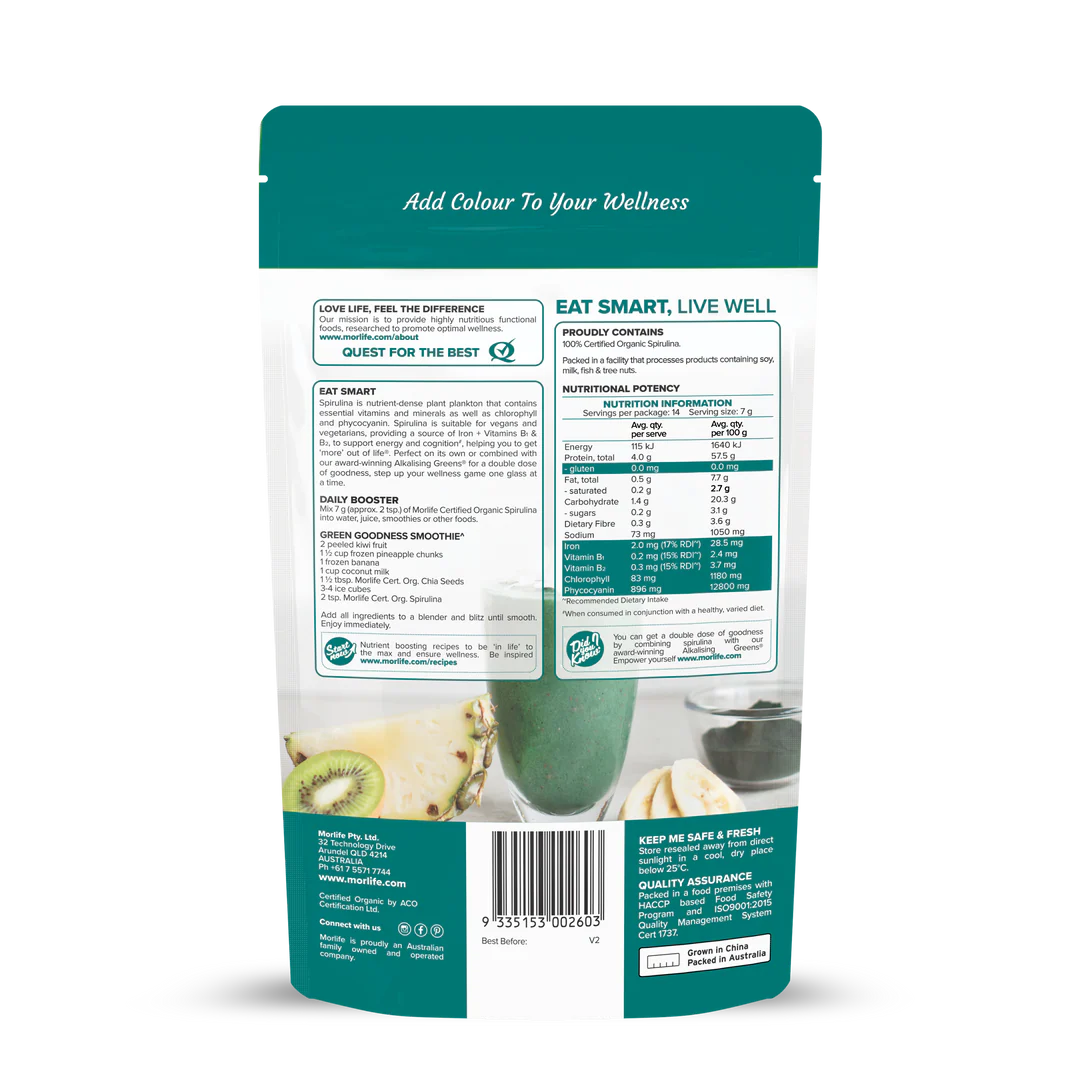Morlife Certified Organic Spirulina Powder