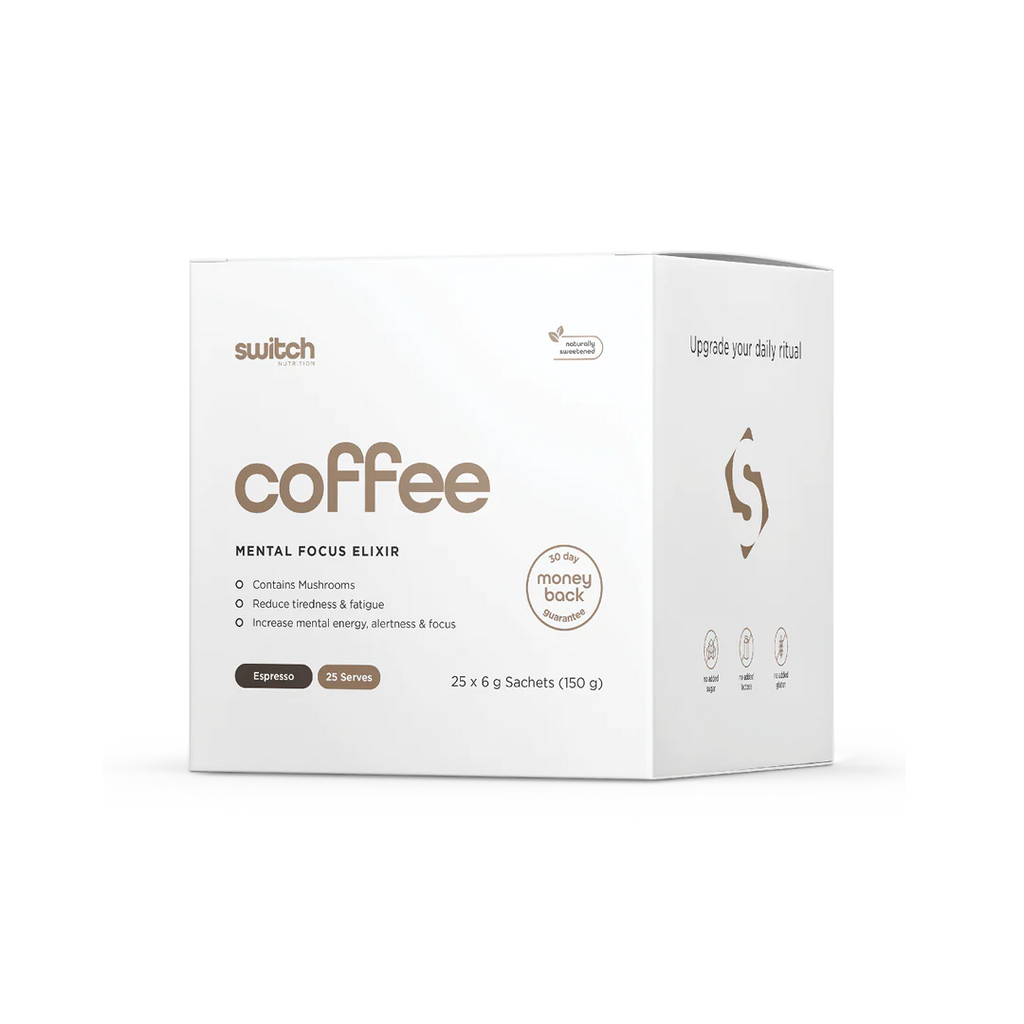 Box of 'switch coffee' on a white background