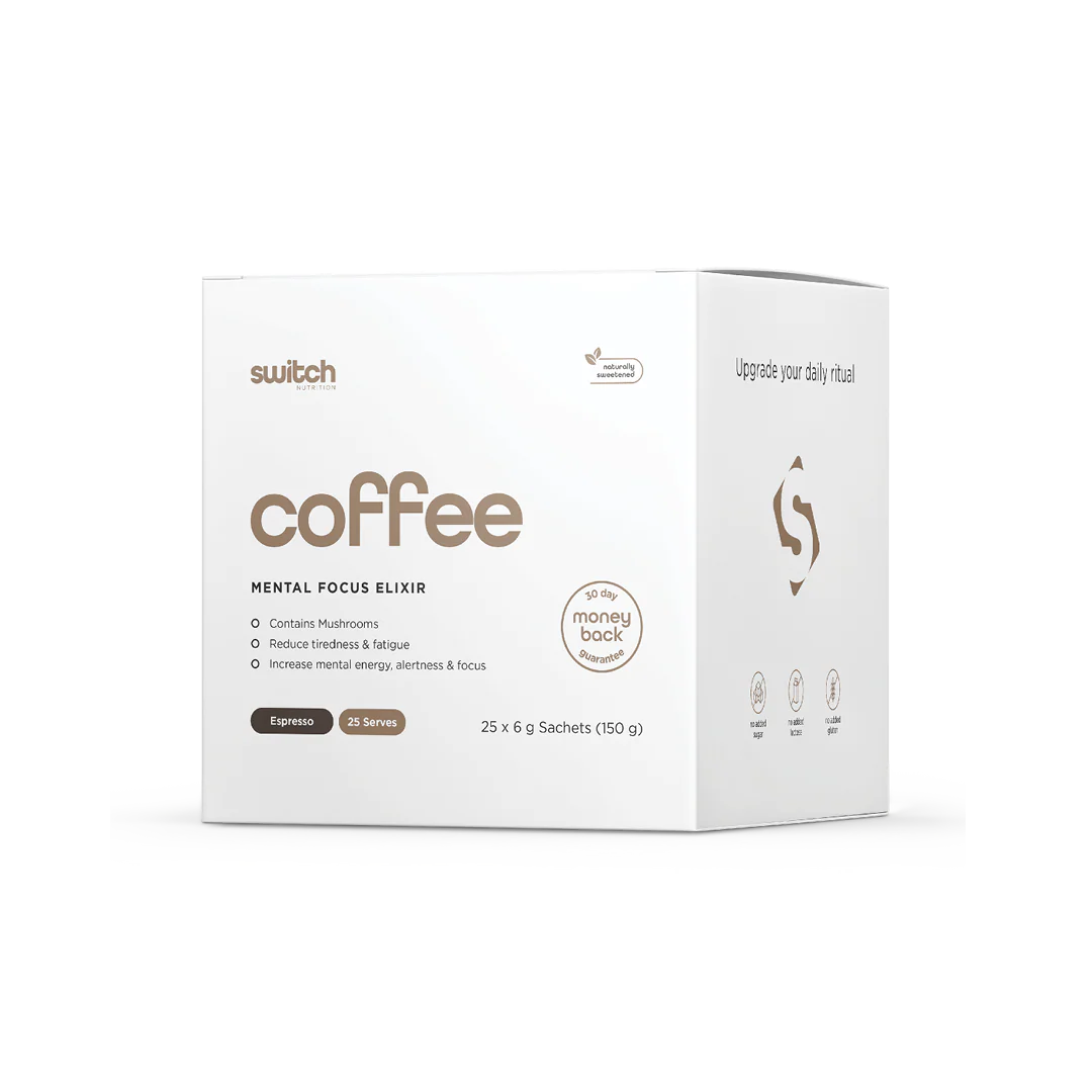 Box of 'switch coffee' on a white background