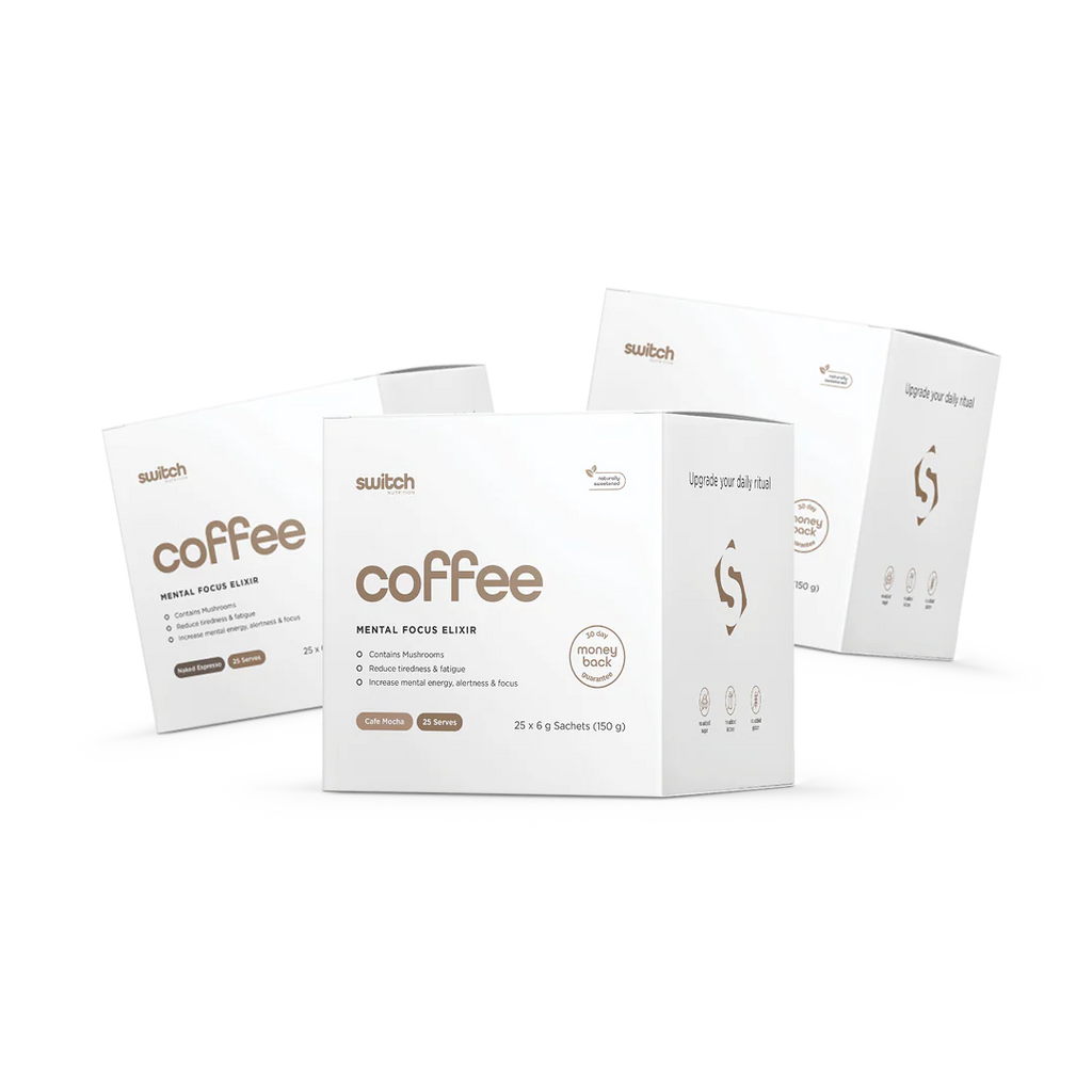 Switch coffee packages on a white background