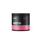 Container of 'estro' health product with black and pink design on a white background