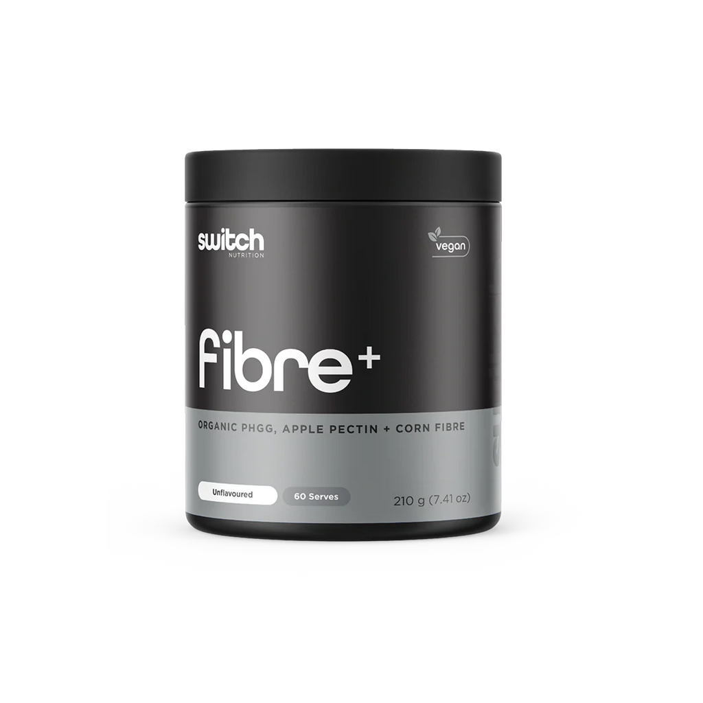 Fibre supplement container labeled 'switch' on a white background