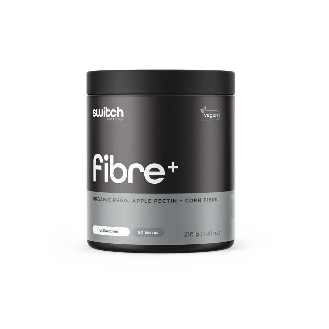 Fibre supplement container labeled 'switch' on a white background