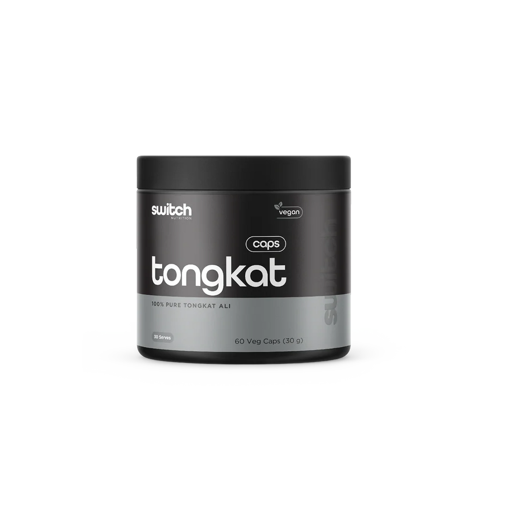 Tongkat Ali supplement container with 'switch' branding on a white background