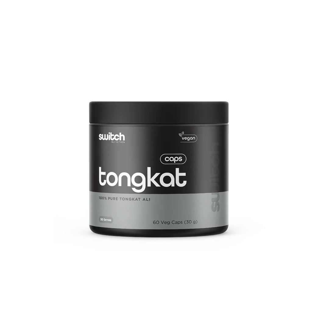 Tongkat Ali supplement container with 'switch' branding on a white background