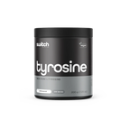 Container of tyrosine powder by switch nutrition on a white background