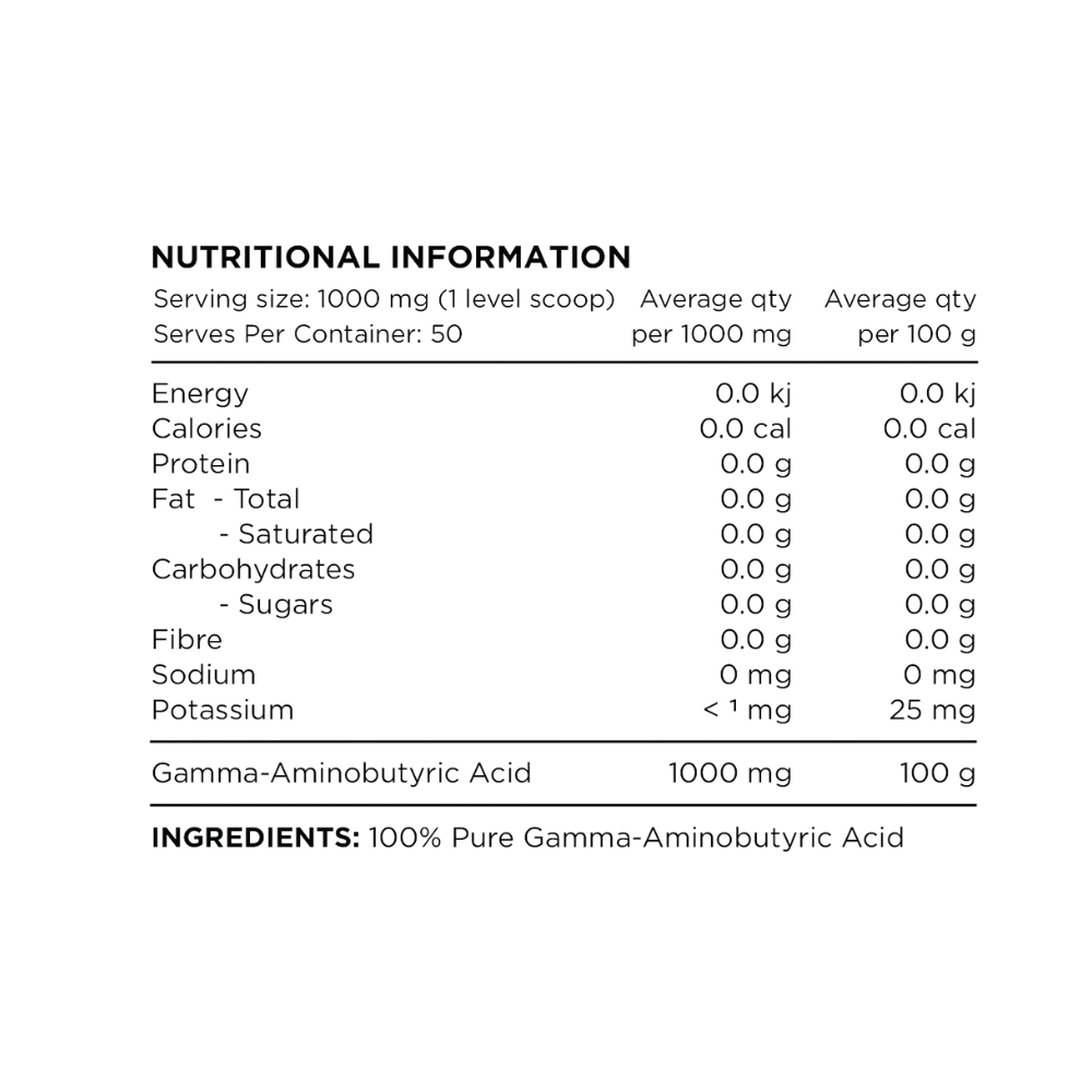 Nutritional information and ingredient label for a supplement product.