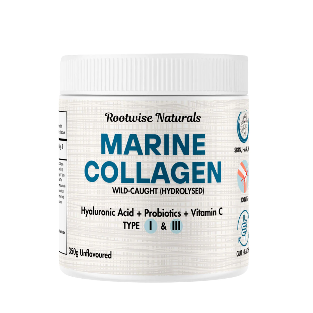 Container of Rootwise Naturals Marine Collagen on a white background