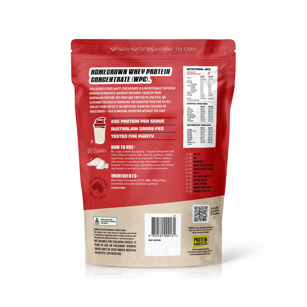 Protein Supplies Australia WPC Whey Protein Concentrate Unflavoured 1kg