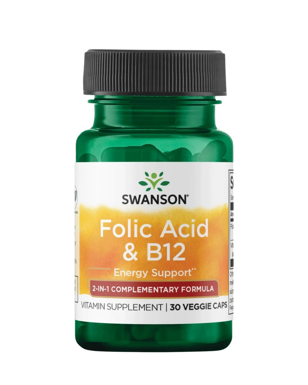 Swanson Folic Acid & B12 30 Veggie Capsules