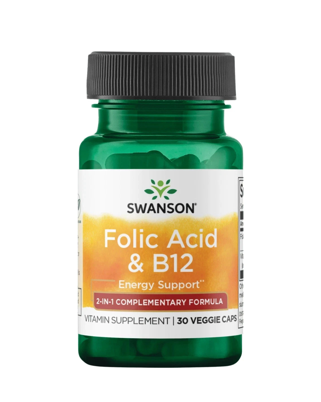 Swanson Folic Acid & B12 30 Veggie Capsules