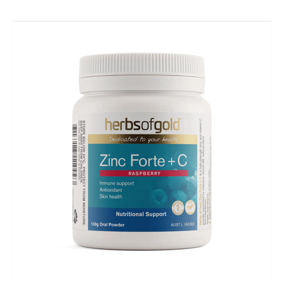 Herbs Of Gold Raspberry Flavour Zinc Forte + C (100g Oral Powder)