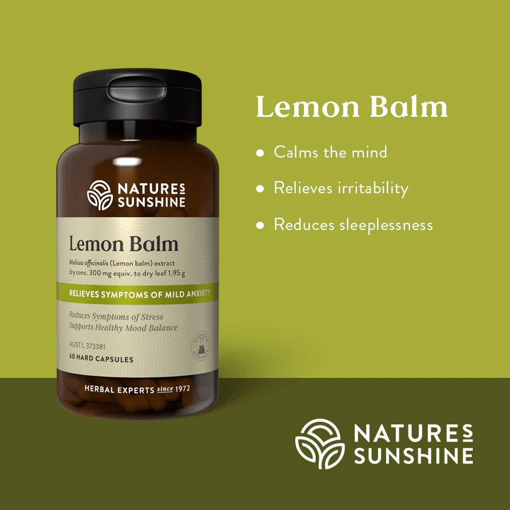 Natures Sunshine Lemon Balm 60 Hard Vege Capsules