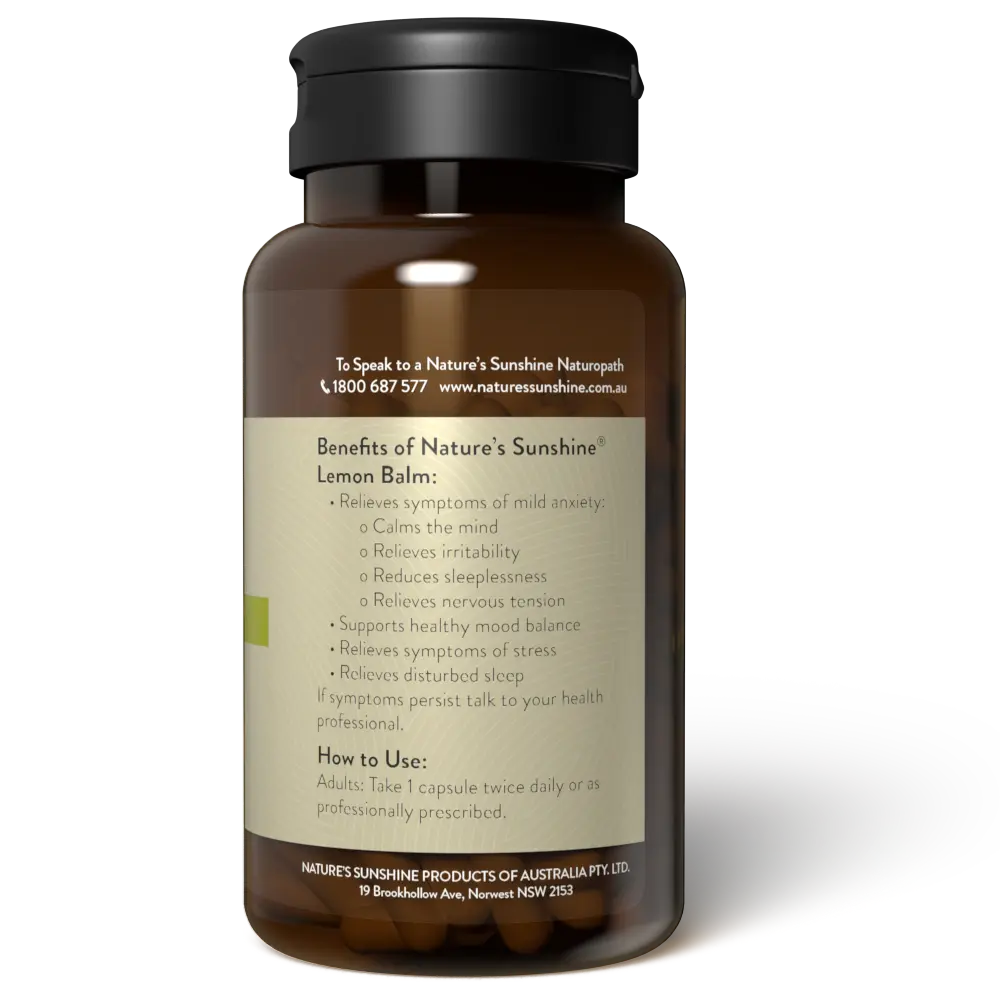 Natures Sunshine Lemon Balm 60 Hard Vege Capsules