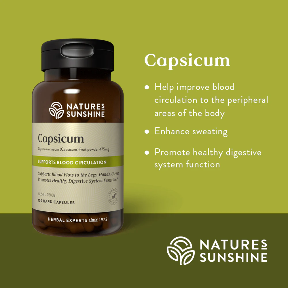 Natures Sunshine Capsicum (Cayenne Pepper) 100 Hard Capsules
