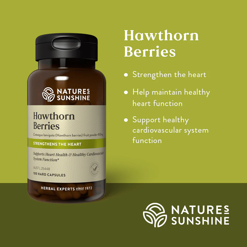 Natures Sunshine Hawthorn Berries 100 Hard Caps