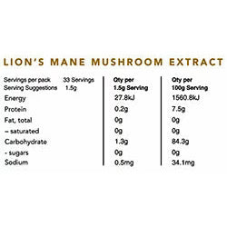 Organic 20:1 Lion's Mane Mushroom Extract