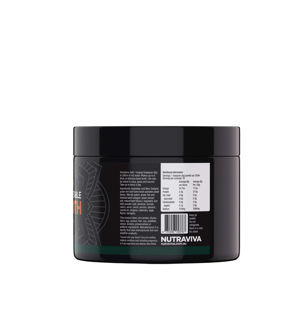 NUTRAVIVA BONE BROTH ROAST BEEF & VEGETABLE 180G