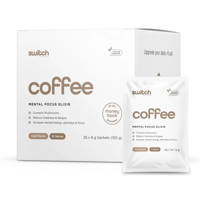 Switch Coffee Mental Focus Elixir packaging on a white background
