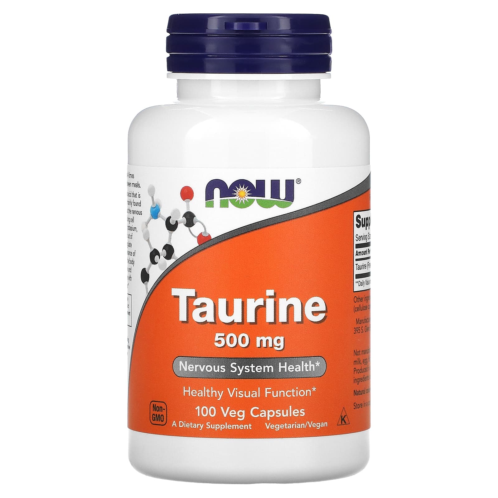Now Taurine 500 mg 100 Veg Capsules